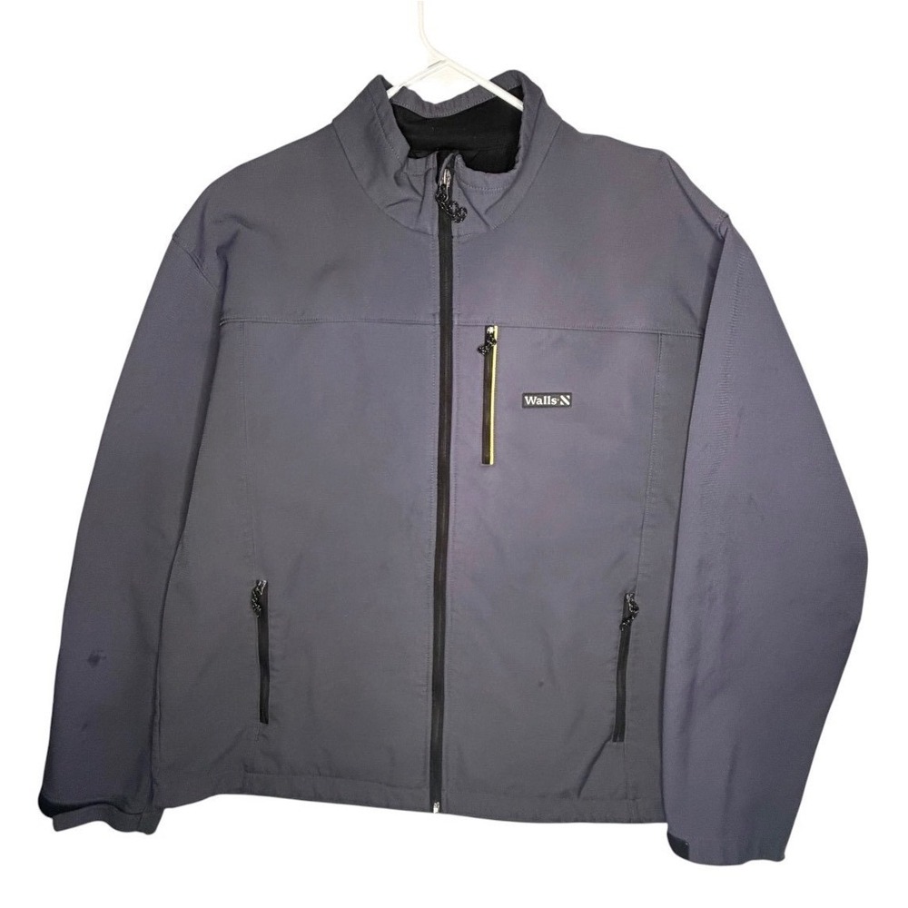 Walls Gray Softshell Workwear Full Zip Grid Texture Utility Grey Jacket Mens XL